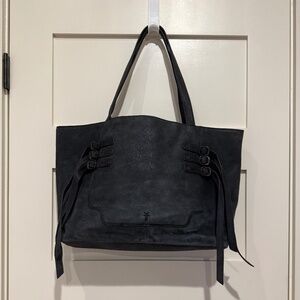 Frye Indigo Suede Tote with Suede Tie Details